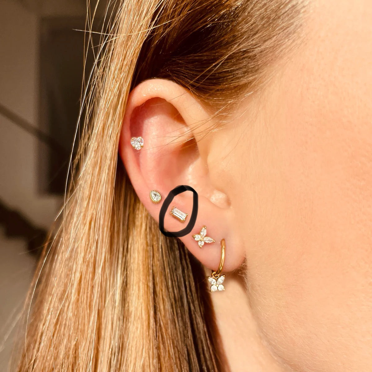 Orecchino Piercing Rettangolo