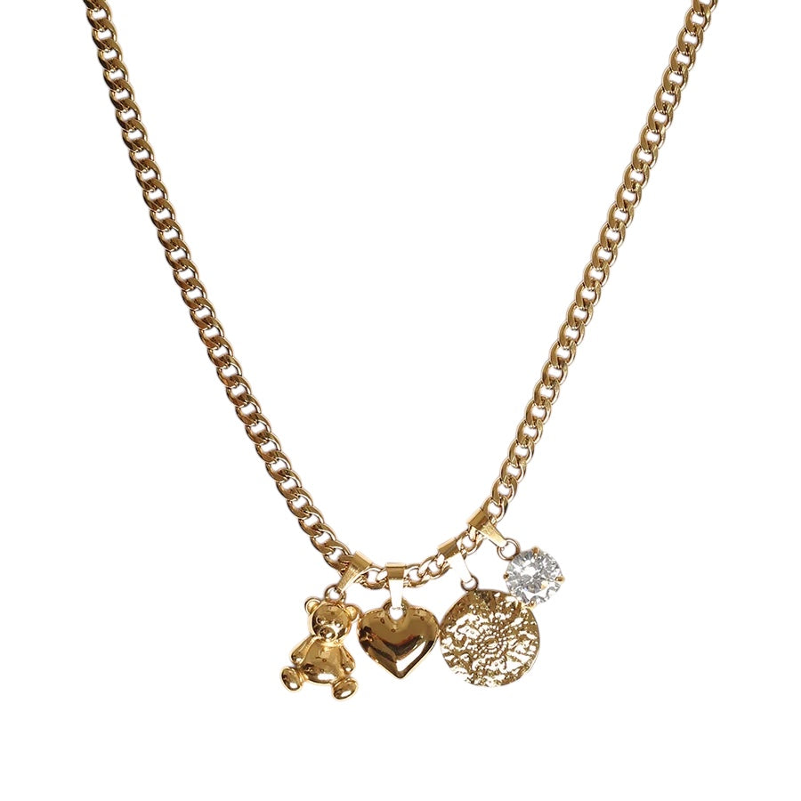 Collana Catena Teddy and Heart Charm