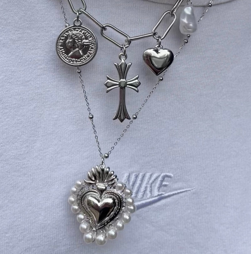 Collana Cuore Sacro Perle