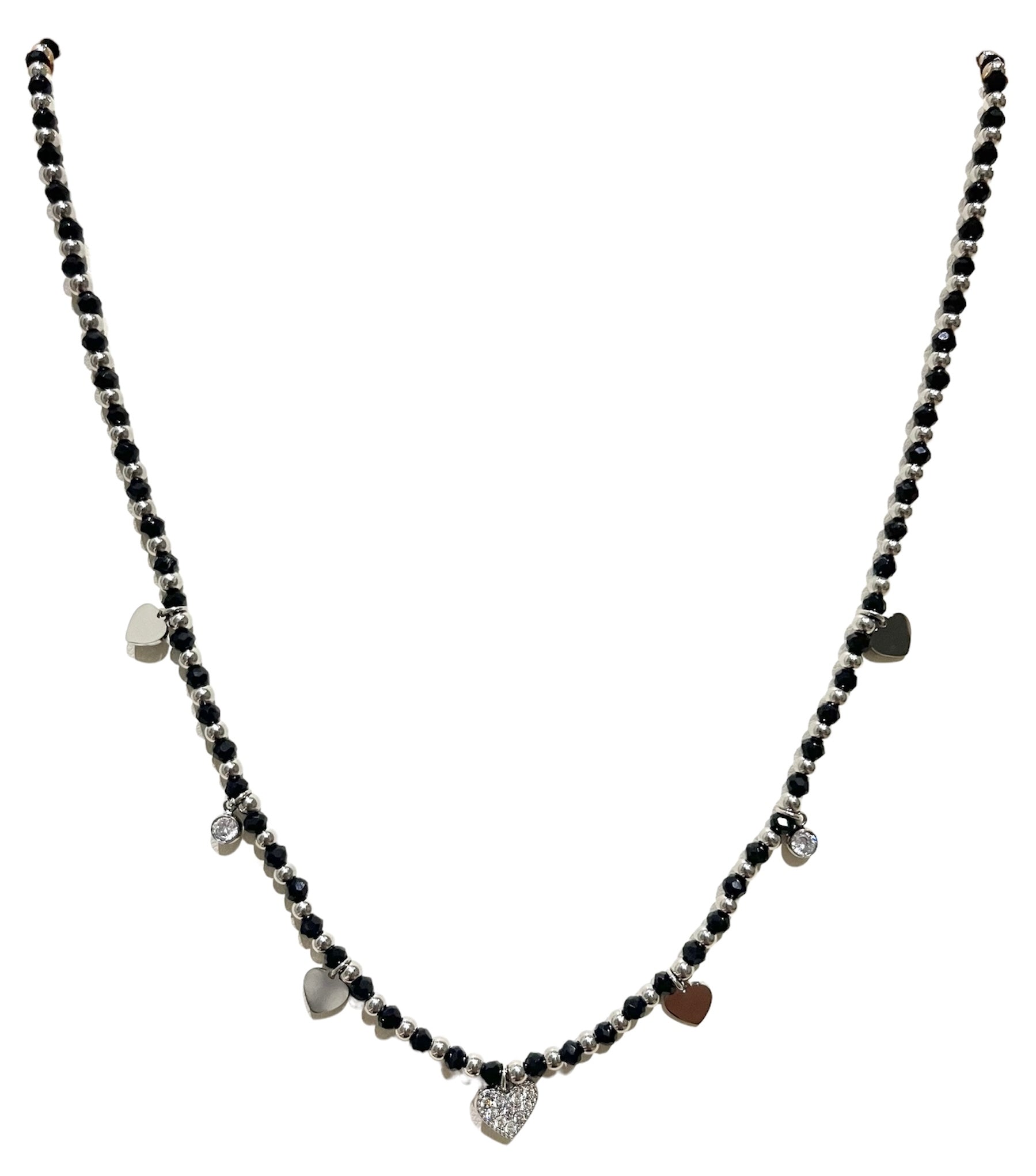 Collana perline con ciondoli cuori