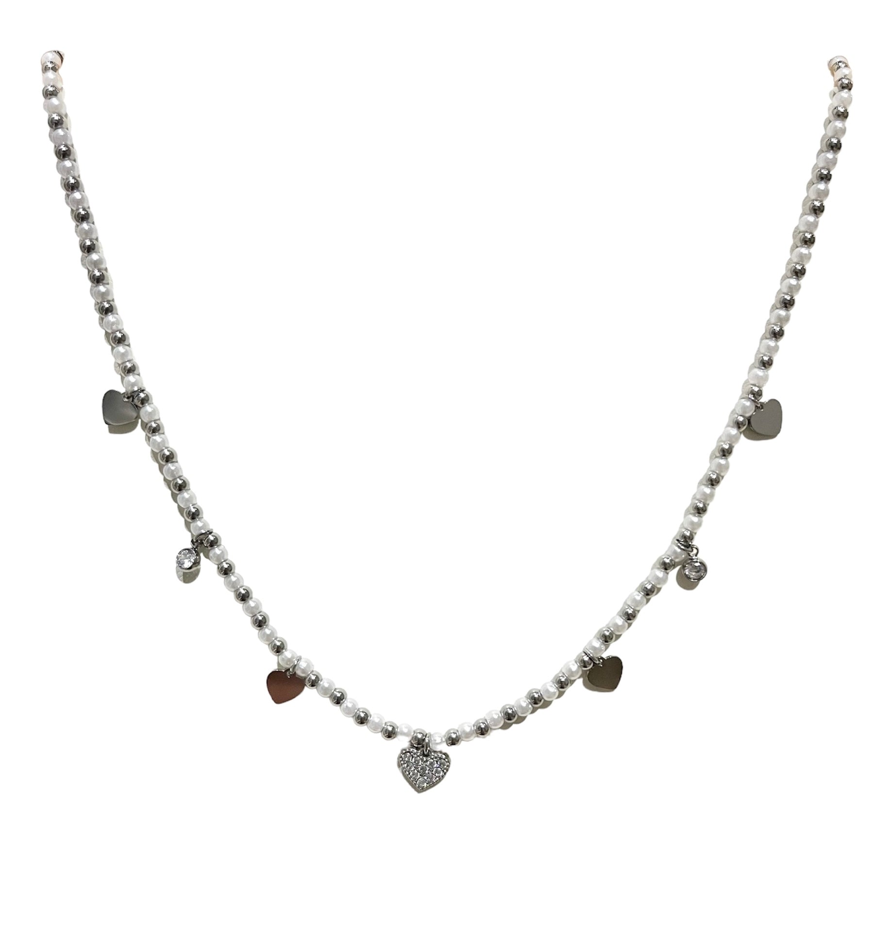 Collana perline con ciondoli cuori