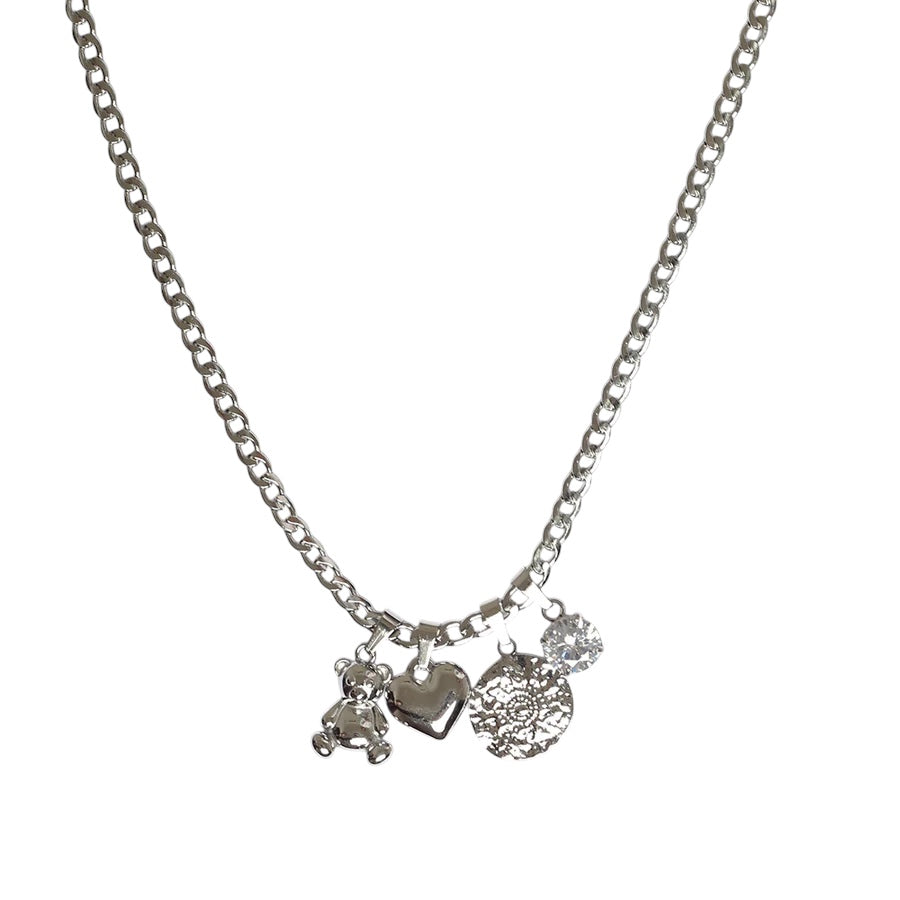 Collana Catena Teddy and Heart Charm